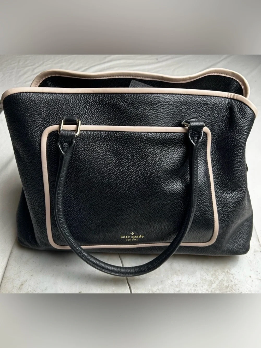 kate spade Black Tote with Cream Trim and Tassel